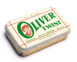 Gammel Oliver Twist tobakspastiller æske 